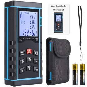 Resim Mercansa Profesyonel 40 Metre Dijital Lazer Metre Ölçer LCD Ekran, Su Terazili, Alan Hacim, Pisagor Hesaplama ve 20 Kayıt Hafızası 