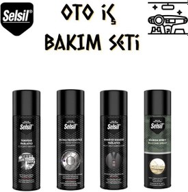 Resim Selsil Oto İç Bakım Seti 4 Parça Klima-torpido-kemer-silikon Spreyi 