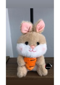 Resim Sevimli Havuçlu Tavşan Peluş Oyuncak Anahtarlık Hediyelik Uyku Arkadaşı 15 Cm Kahverengi 