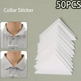 Resim 50 adet Yaka Sticker, Sabit Gömlek Yaka Sticker, Erkekler için Üçgen Sticker 
