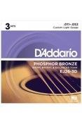Resim Hype Store D'Addario EJ26-3D AKTİK GİTAR TEL SETİ 3'LÜ PAKET PSPR-BRONZ 