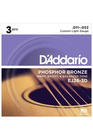 Resim Hype Store D'Addario EJ26-3D AKTİK GİTAR TEL SETİ 3'LÜ PAKET PSPR-BRONZ 