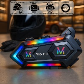 Resim Mioji Mio 110 RGB 1000mAh IPX6 Kask Intercom Motosiklet Bluetooth Kulaklık 