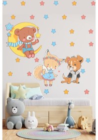 Resim Sevimli Minik Hayvanlar Ve Yıldızlar Duvar Sticker Seti 