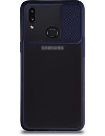 Resim KZY İletişim Samsung Galaxy A10s Uyumlu Kapak Lensi Açılır Kapanır Kamera Korumalı Silikon Kılıf - Lacivert 