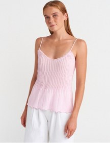 Resim Dilvin 10792 Askılı İnce Dokulu Triko Bluz-pembe Pembe 