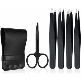 Resim Valkyrie Deri Çantalı Paslanmaz Çelik Cımbız Seti Siyah 5'li 