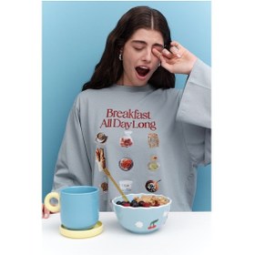 Resim Manuka Baskılı Crop Uzun Kol T-shırt Breakfast Breakfast 