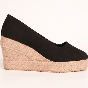 Resim Siyah Platformlu Keten Dolgu Topuk Siyah 1490 