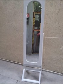 Resim Ankara Mobilya Ayna 12968 Takı Dolap Boy Ayna Ahşap Kayın MDF Parlak Beyaz Lake Klasik El yapım 