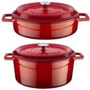 Resim Trendy Döküm 2 Li Tencere Set 28cm Derin Basık Kırmızı 