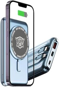Resim BUFF LABS BP11 10000 mAh Magsafe Uyumlu Dahili Kablolu Taşınabilir Manyetik Powerbank (Mavi) 
