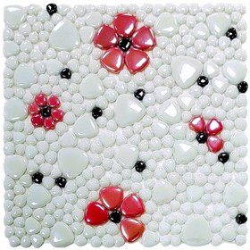 Resim MozaiKristaL Mutfak Tezgah Arası Ve Tüm Yüzeyler Için Çiçekli Cam Mozaik ( 5 File Karo = 0.5 M2 Fiyatıdır ) 