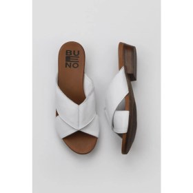 Resim Bueno Shoes Beyaz Deri Kadın Az Topuklu Terlik 01WN0402 01WN0402 
