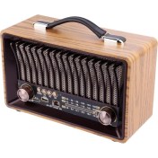 Resim Ahşap Büyük Boy Radyo, Bluetooth, Usb, Tf, Fm, Şarjlı, 3 Bant, Nostaljik, R-1918BT 
