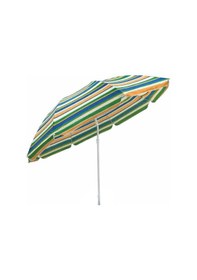 Resim Turuncu-yeşil Çizgili 170 Cm Ayarlanabilir Polyester Ekose Kumaş Plaj Şemsiyesi 