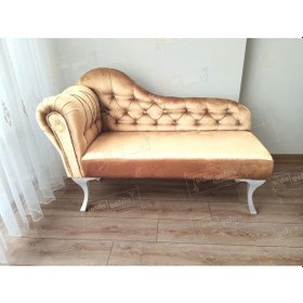 Resim Dekoratif Bihter Koltuk Josefin Puf 130 Cm Beyaz Ayak Vizon 