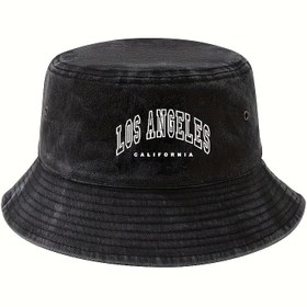 Resim Outdoor Kova Şapka Retro Yıkanmış Yumuşak Rahat Düz Tepeli Distressed Tarzı Casual Moda Baskılı Balıkçı Şapkası 