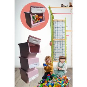 Resim 3'lü Tekerlekli Sebzelik BPA Free Soğanlık Oyuncaklık Organizer Beyaz Pembe 12 Lt 