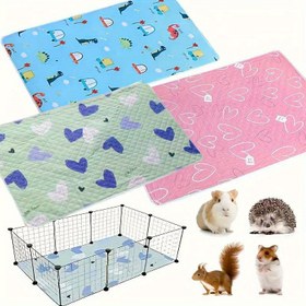 Resim Yeniden Kullanılabilir Evcil Hayvan Kafesi Matı - 3 Tasarım Seçeneği: Yeşil Mavi Kalp/Pembe Kalp/Mavi Dinozor, Su Geçirmez & Yıkanabilir Polyester Taban (70.1x50.04 cm), Hamsterlar, Tavşanlar, Gine Domuzları, Sincaplar, Kediler ve Sürüngenler İçin Uygun - Dayanıklı Çok Amaçlı Yıkanabilir Örtü ile Eğlenceli Desenler 