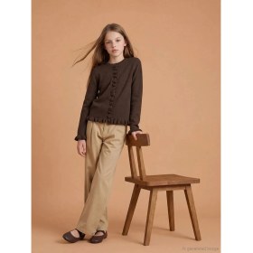 Resim LC Waikiki Lcw Kids Bej Mom Fit Kız Çocuk Pileli Pantolon 