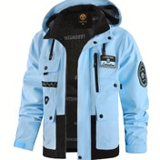 Resim Erkekler İçin İlkbahar Sonbahar Yeni Kapüşonlu İnce Ceket, Erkek Outdoor Sıcak Fırtına Ceketi, Erkek Casual Çok Cepli Kargo Ceketi, Şapkalı Çıkarılabilir Fermuarlı Renkli Detaylı Ceket 