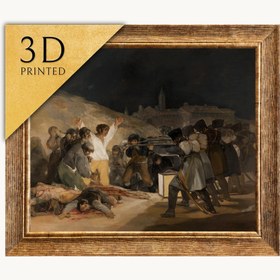 Resim Goya's The Third of May 1808: 3D Textured Oil Painting Reproduction - 39"x51" in / 100x130 cm / Vintage Gold Frame 
