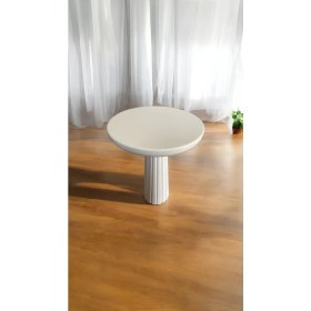 Resim Wood Wooden Ahşap Tekli Fitilli Mantar Yan Sehpa Modern Beyaz Renk Fiskos 