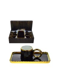 Resim Çiftçiler Sunumlu Kahve Fincan Takımı 6 Kişilik Siyah Siyah 