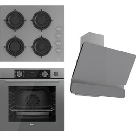 Resim Ferre Steamart&Fryart Serisi XE64CPR - CS208 - D082 Gri Ankastre Set 