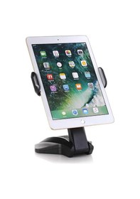 Resim Apple Uyumlu iPad Samsung Üniversal Masaüstü Tablet Standı 360° Ayarlanabilir Siyah 
