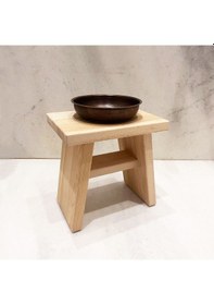 Resim Shark Anatolia Sedir Ahşap Banyo Taburesi Oturak Ve Oksit Bakır Hamam Tası Seti Çok Renkli 