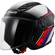 Resim LS2 Airflow 2 Açık Motosiklet Kaskı Rush Beyaz Mavi Kırmızı 