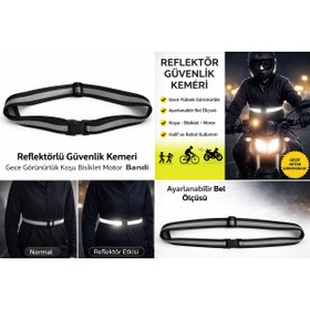 Resim Vi Caro siyah Reflektörlü Kemer Ayarlı Gece Görünürlük Motor Bisiklet Koşu Güvenlik Kemeri 