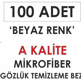 Resim 1. Kalite 100 Adet Beyaz Mikrofiber Gözlük Temizleme Bezi 