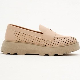 Resim Rahat Kalıp Kalın Poli Taban Şerit Desenli Kadın Ten Loafer Tbacr821 Ten 