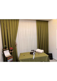 Resim Nivemeshome Roma Keten 1/3 Sık Pileli Yeşil Fon Perde Apm Yeşil 