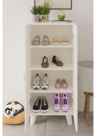 Resim 12r 4 Raflı 2 Kapaklı Ayakkabı Dolabı Ayakkabılık Çok Amaçlı Dolap Kiler Dolabı Erzak Dolabı Beyaz Beyaz 