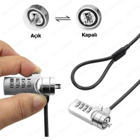 Resim BK Teknoloji 1.8 Metre Şifreli Çelik Notebook Güvenlik Kilidi 