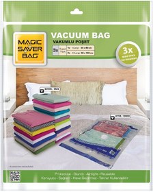 Resim Magic Saver Bag 3’lü Vakumlu Poşet Seti Şeffaf 1 x 55 x 90 + 2 x 80 x 100 CM 
