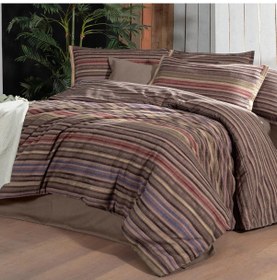 Resim Fauna King Size Battal Boy %100 Pamuk Flanel Pazen Nevresim Takımı Kahve Kahverengi 