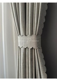 Resim %100 Karartma Blackout Sıvama Keten Ultrasonik Kesim Fon Perde 2 Renk Seçeneği 001 