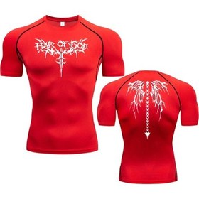 Resim Snapbuy Erkek Anime Baskılı Spor Tişört - Hızlı Kuruyan Esnek Atletik Yazlık Chınablack Black 