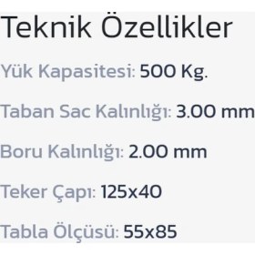 Resim Ibtaş 500 kg Yük Paket Eşya Kargo Malzeme Ürün Taşıma Arabası 55X85CM 