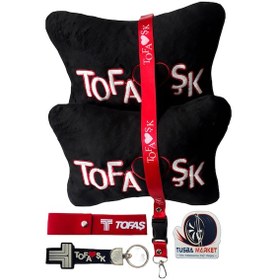 Resim Tofaş Ortopedik Araç Seyahat Nakışlı Siyah Boyun Yastığı / Tofaş Oto Aksesuar 