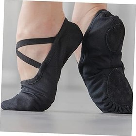 Resim Hanımlar Bale Terliği Için Yetişkin Yumuşak Tabanlı Bale Ayakkabısı Kızlar Dans Ayakkabıları Yetişkin ları Kanvas ları Tabanı Deri Black 