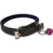 Resim Kahverengi Kendinden Desenli Derili Metal Tokalı Zilli Kedi Tasma 