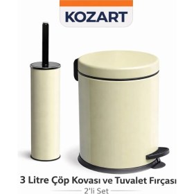 Resim PremiumPort Pembe 3 Litre Çöp Kovası ve Wc Fırça 2'li Banyo Seti 