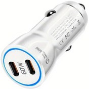 Resim Challenger İphone Uyumlu 16 15 Pro Max İçin Beyaz Araç Şarj Cihazı 60w Çift Portlu Usb C Araba Şarj Adaptörü Ve 1m 2m Kablo 