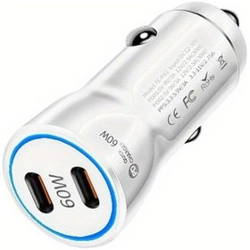Resim Challenger İphone Uyumlu 16 15 Pro Max İçin Beyaz Araç Şarj Cihazı 60w Çift Portlu Usb C Araba Şarj Adaptörü Ve 1m 2m Kablo 